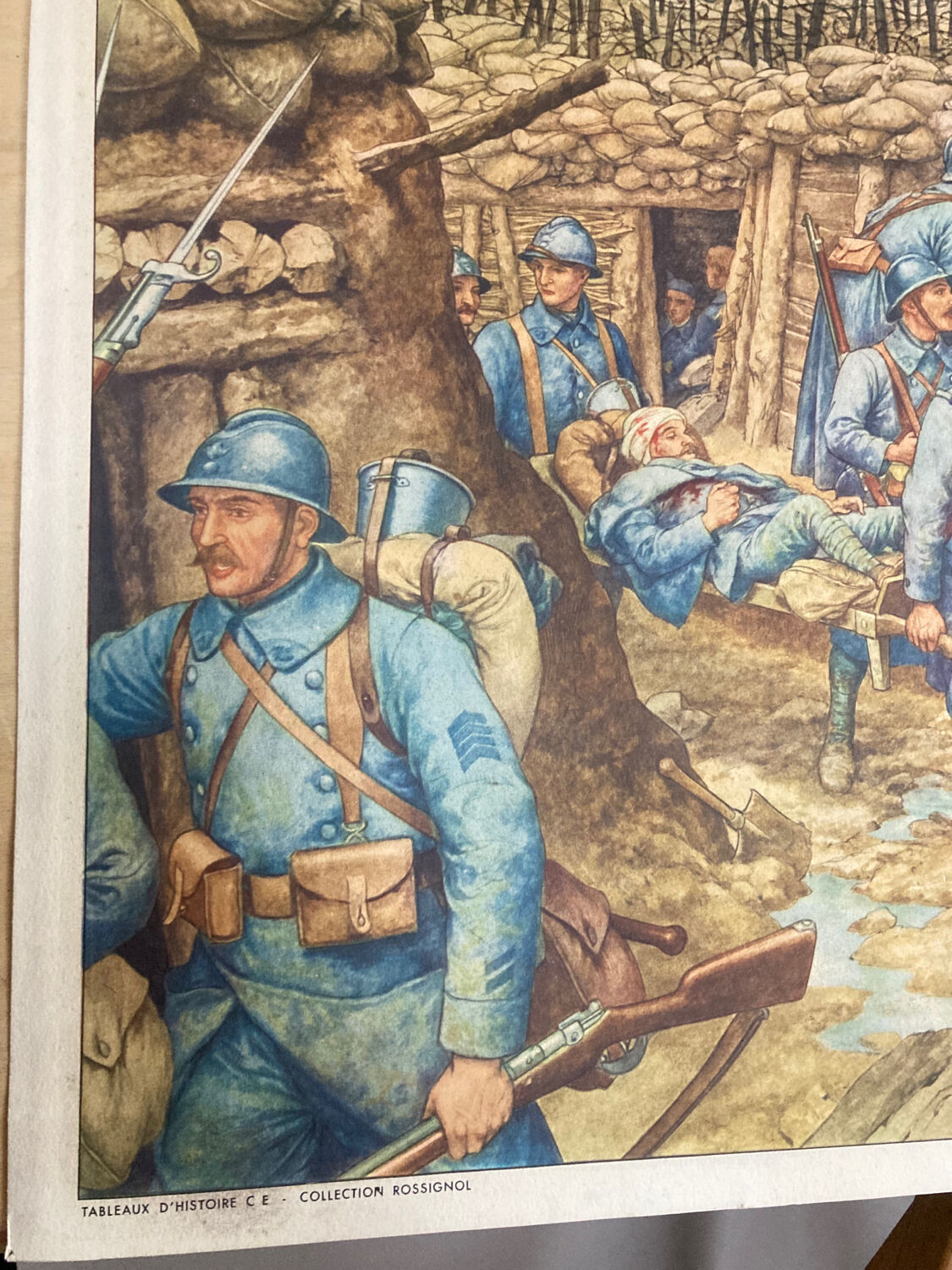 Double-sided school poster signed herouar collection rossignol verdun june 1940