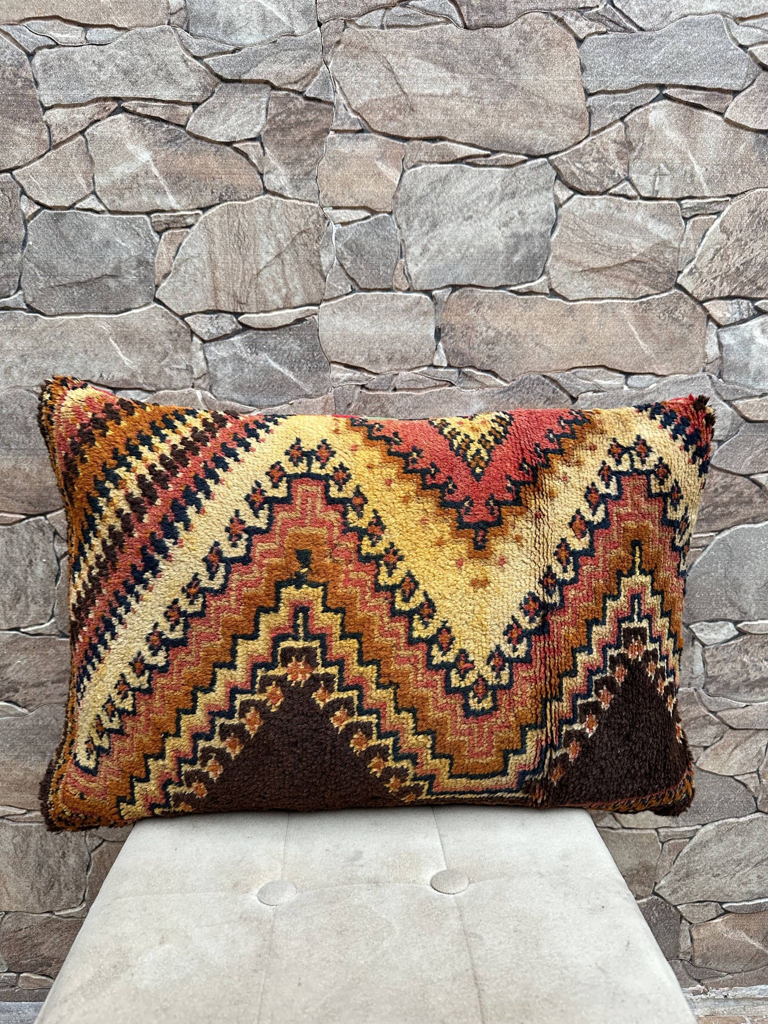 Housse de coussin Kilim berbère vintage : Coussin en laine marocaine