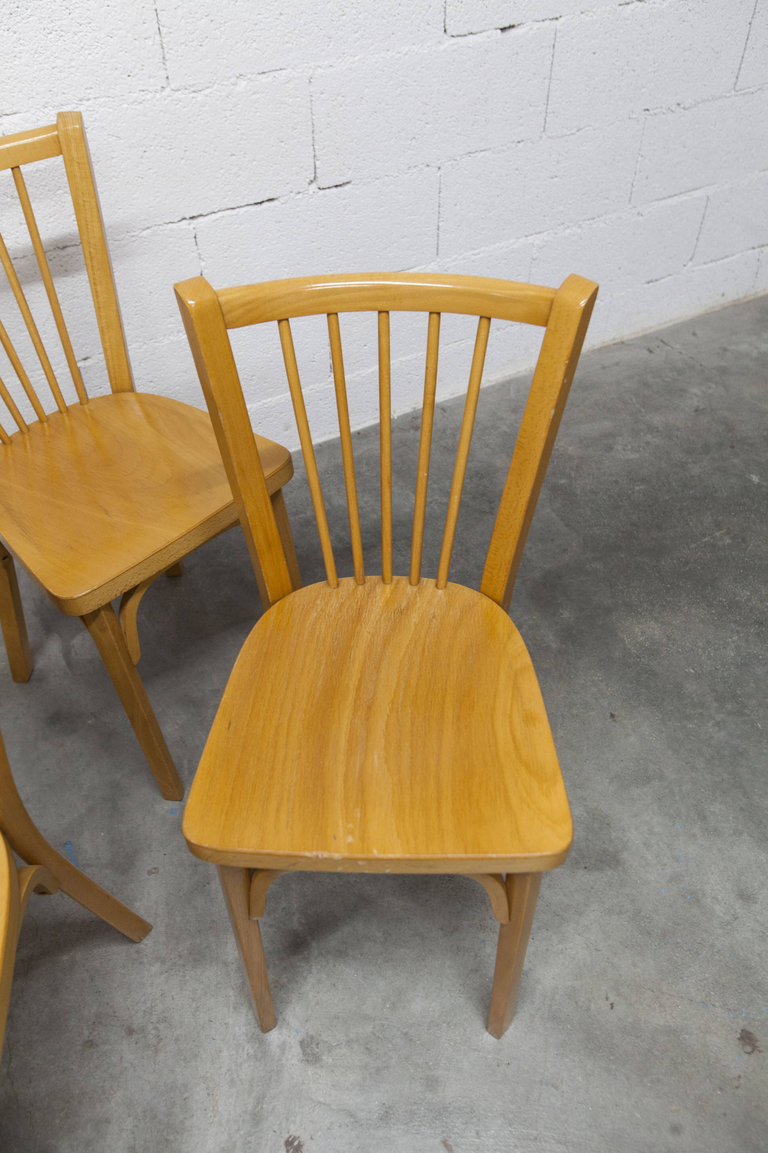 Set of 4 Baumann bistro chairs model 153 stamped 1981.