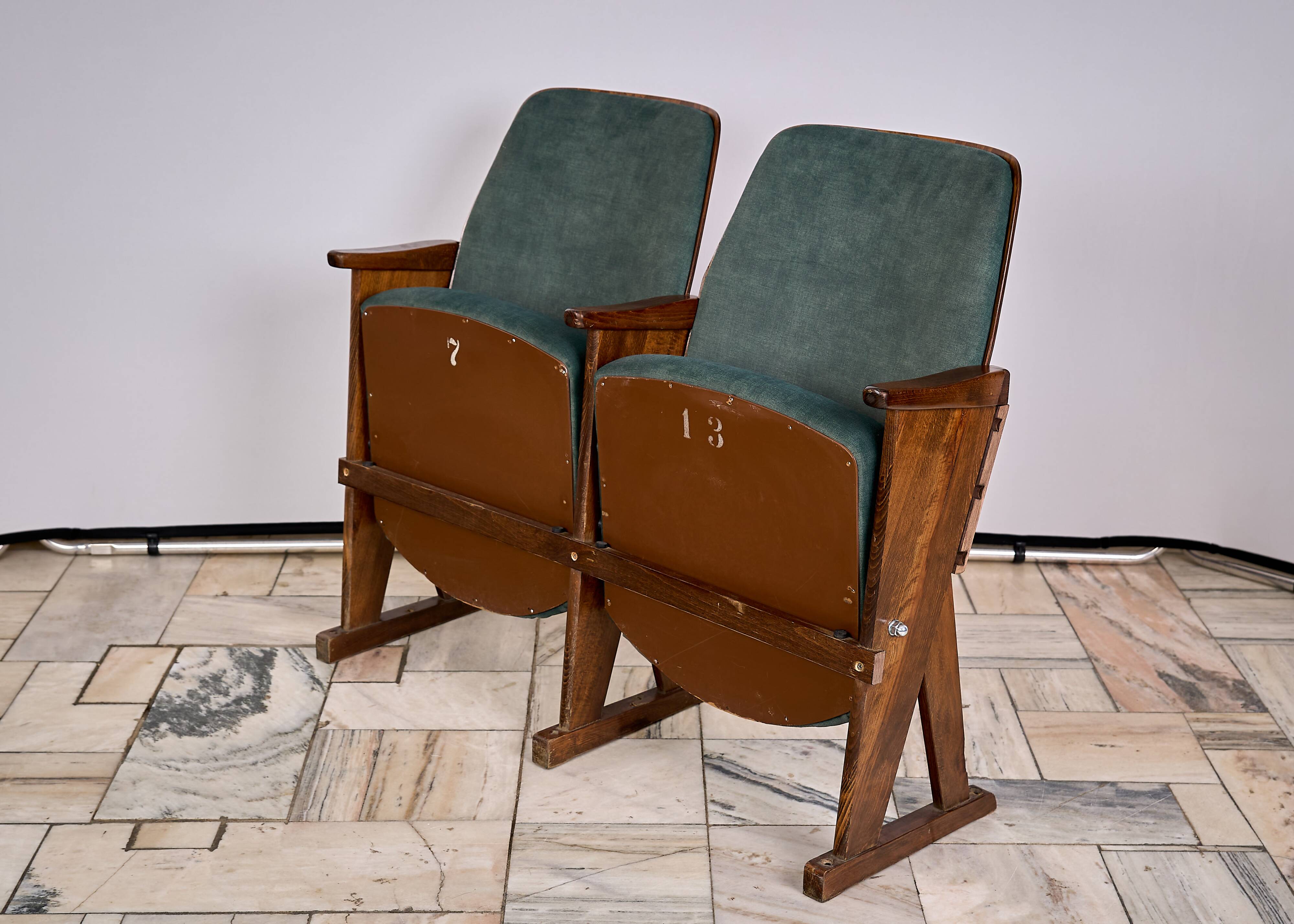 Vintage Czechoslovakian double cinema seats from the 1970s Retro Design