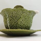 Vintage Cabbage-Shaped Tureen (Majolica/Barbotine)