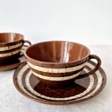 Set of 2 cups + 2 stoneware plates "Mary" - Digoin Sarreguemines Vintage