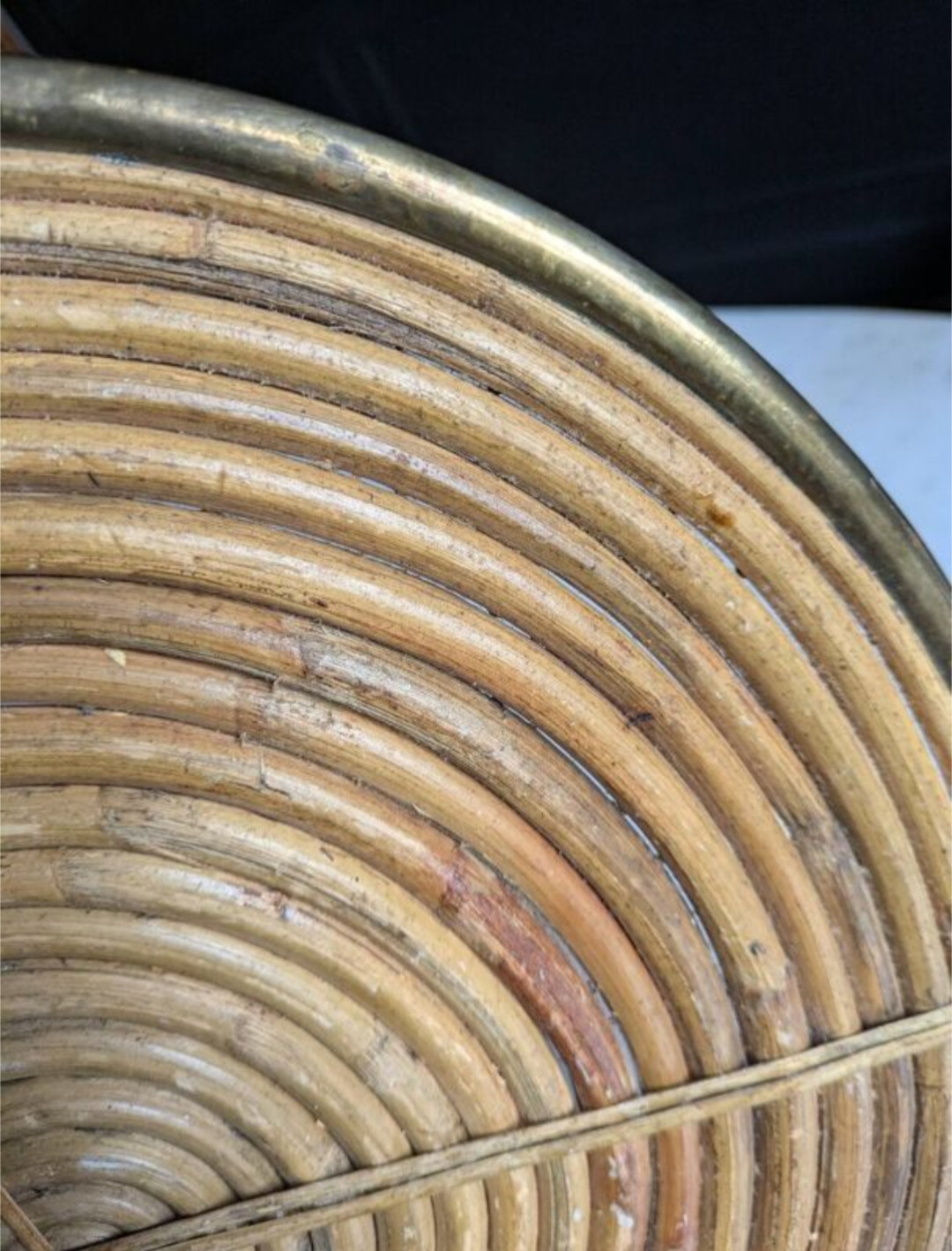 Rattan trivets attributed to Gabriella Crespi.