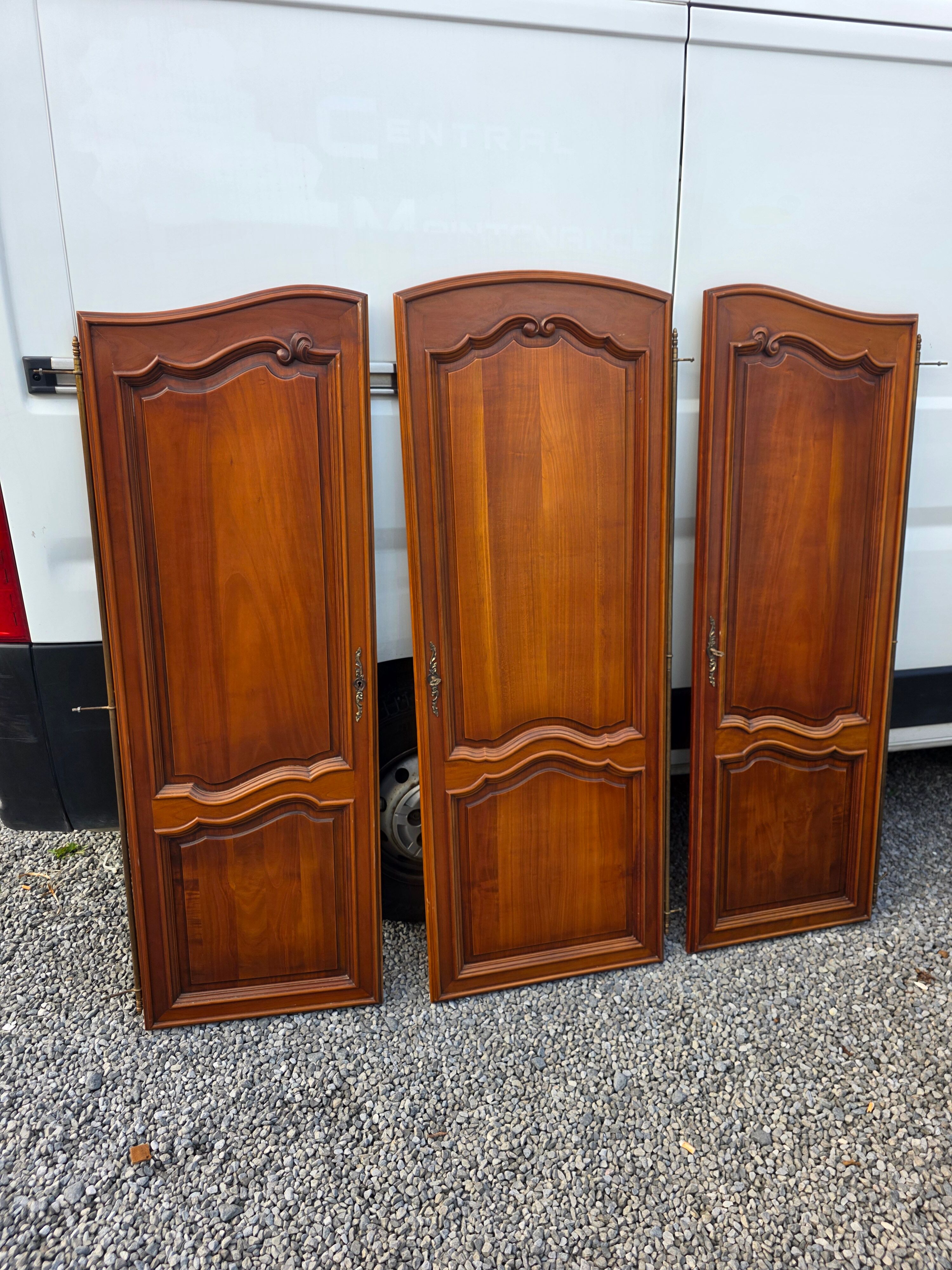 3 Louis XV style wardrobe doors in solid cherry wood