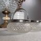 Creamer and jam maker in diamond-point crystal and silver rim, circa 1930