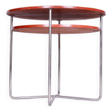Restored Bauhaus Small Round Table, Chrome-Plated Steel, Czechia, 1930s