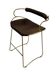 Contemporary Sculptural Bar Stool with Backrest, Aged Brass Steel and Navy Blue Leather