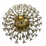 Grand plafonnier en laiton et cristal par Stilkronen Italie années 1970