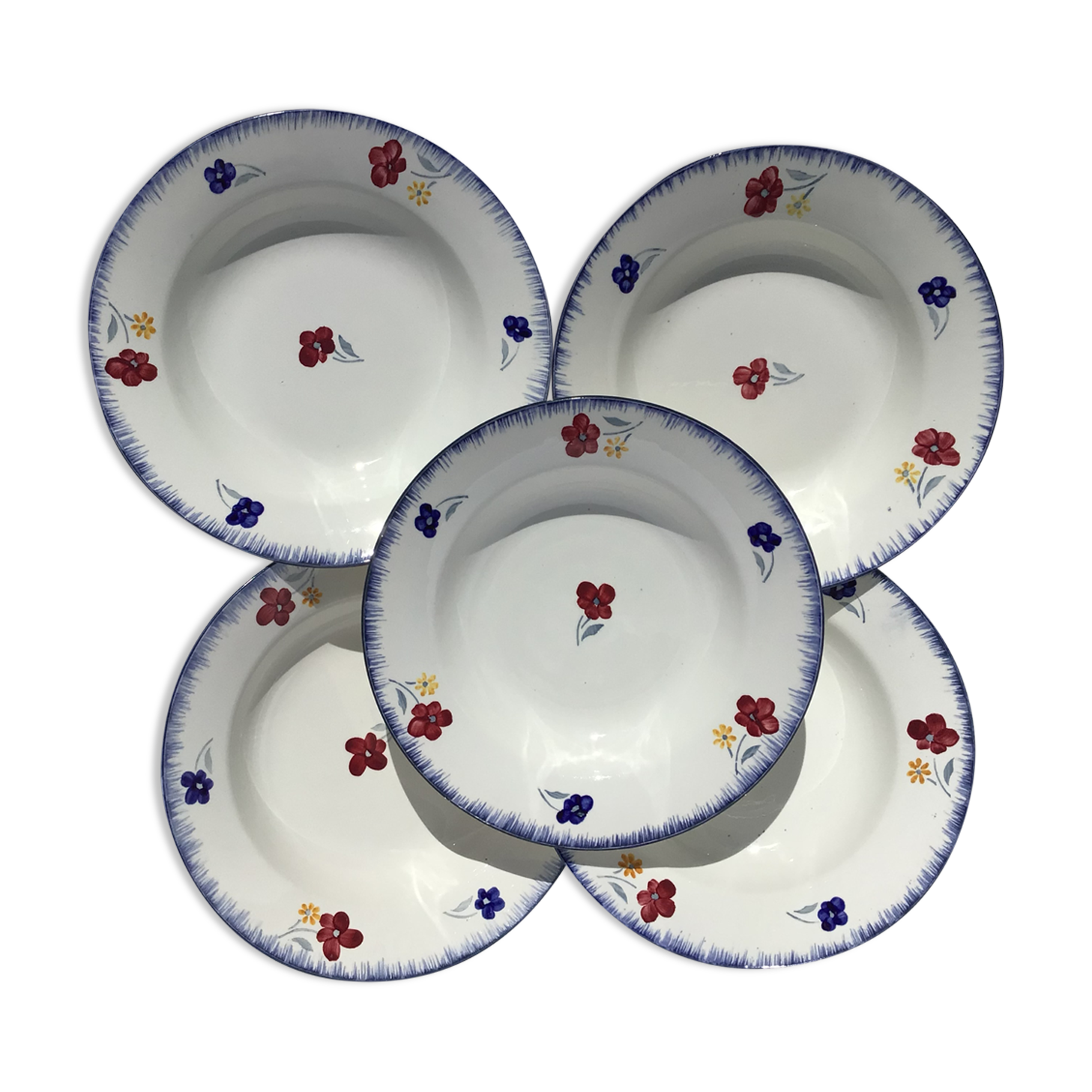5 mary lou digoin blue edge hollow plates