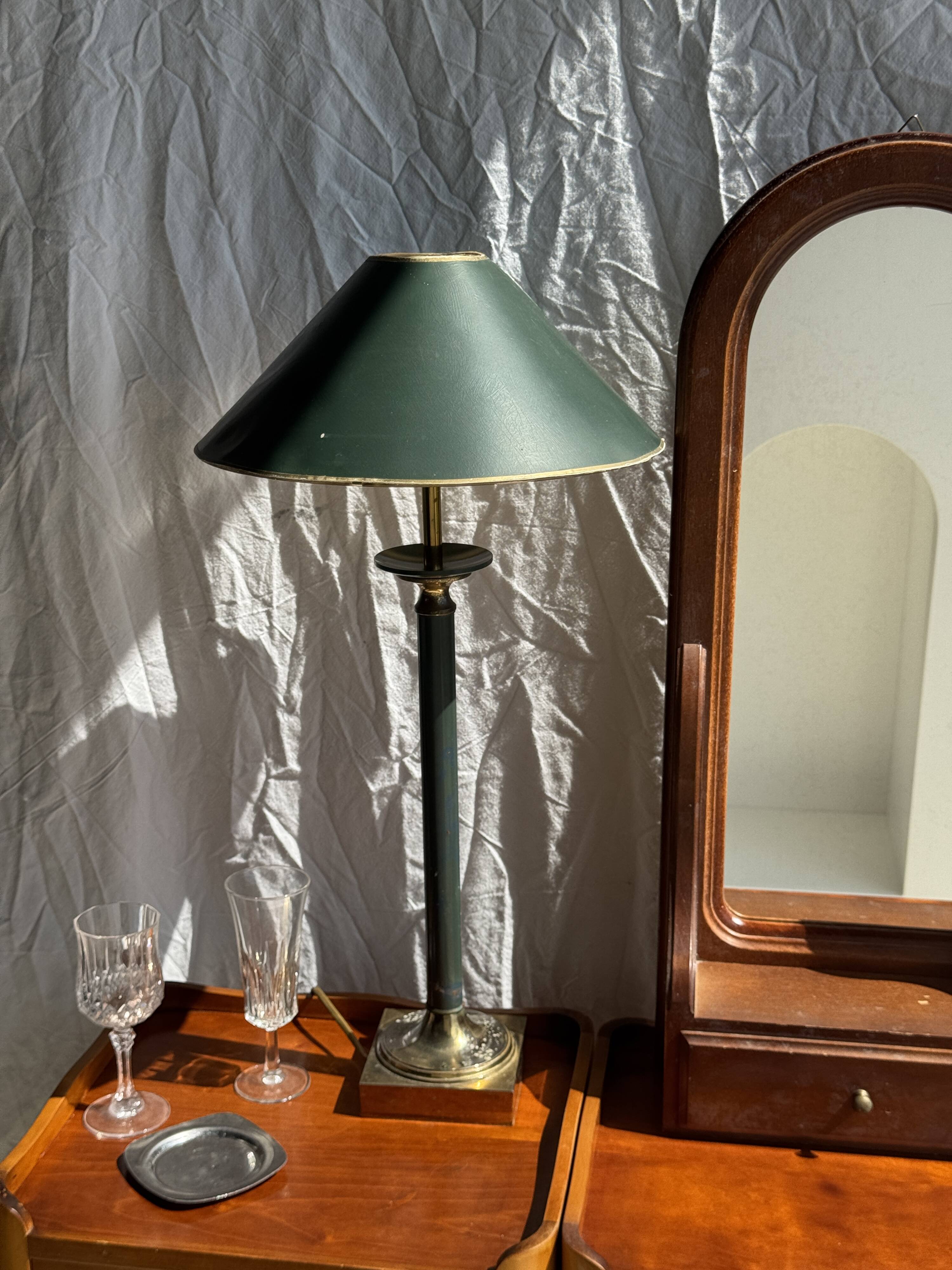 Vintage green and gold table lamp H60 D30