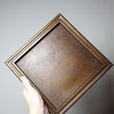 Vintage trivet in glazed ceramic and wood, circa 1960-1970.