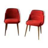 2 red moumoute chairs