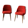 2 red moumoute chairs