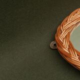 Miroir ovale en rotin vintage