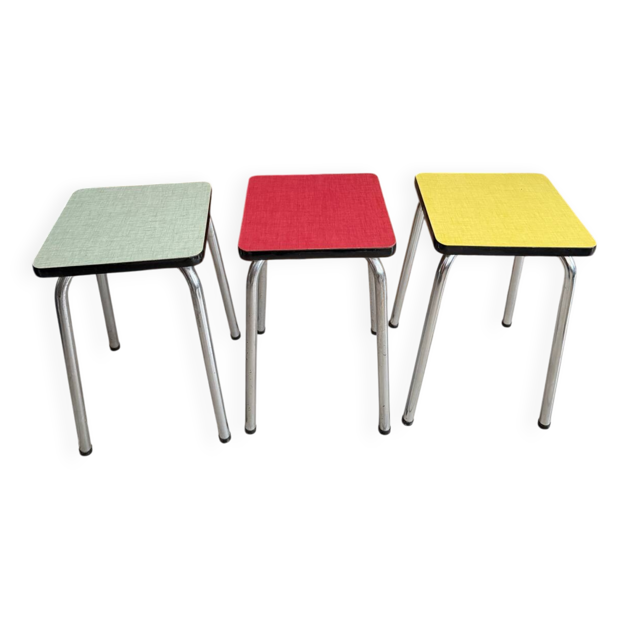 Set of 3 vintage Formica stools