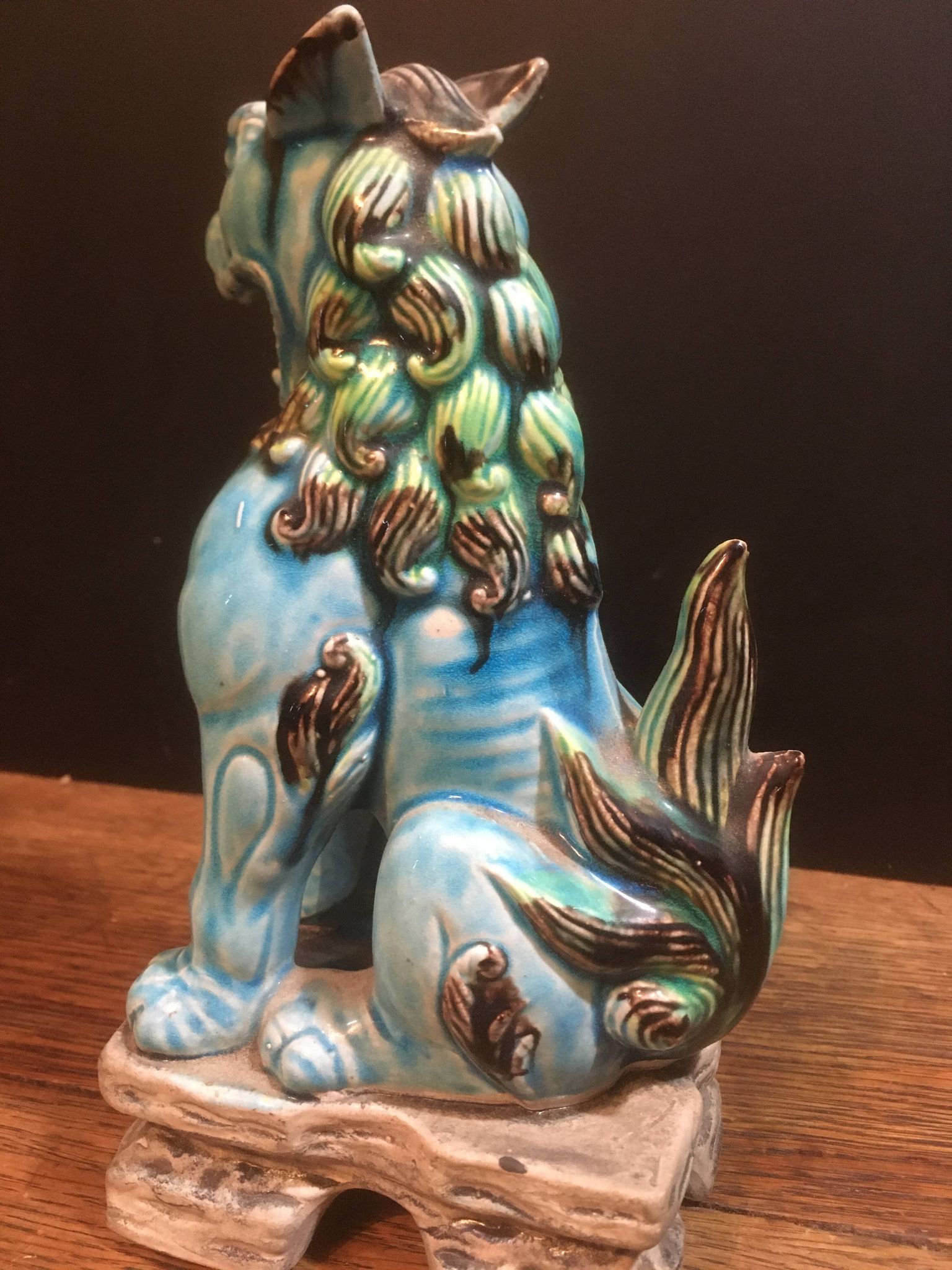 Chien de Foo Japon en céramique bleu