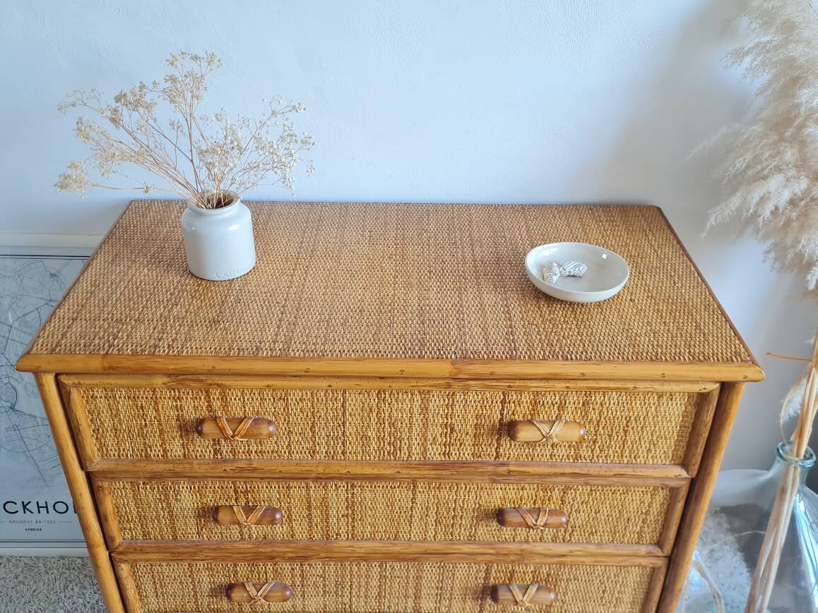 Rattan chest of drawers circa 1960s
