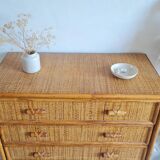 Rattan chest of drawers circa 1960s