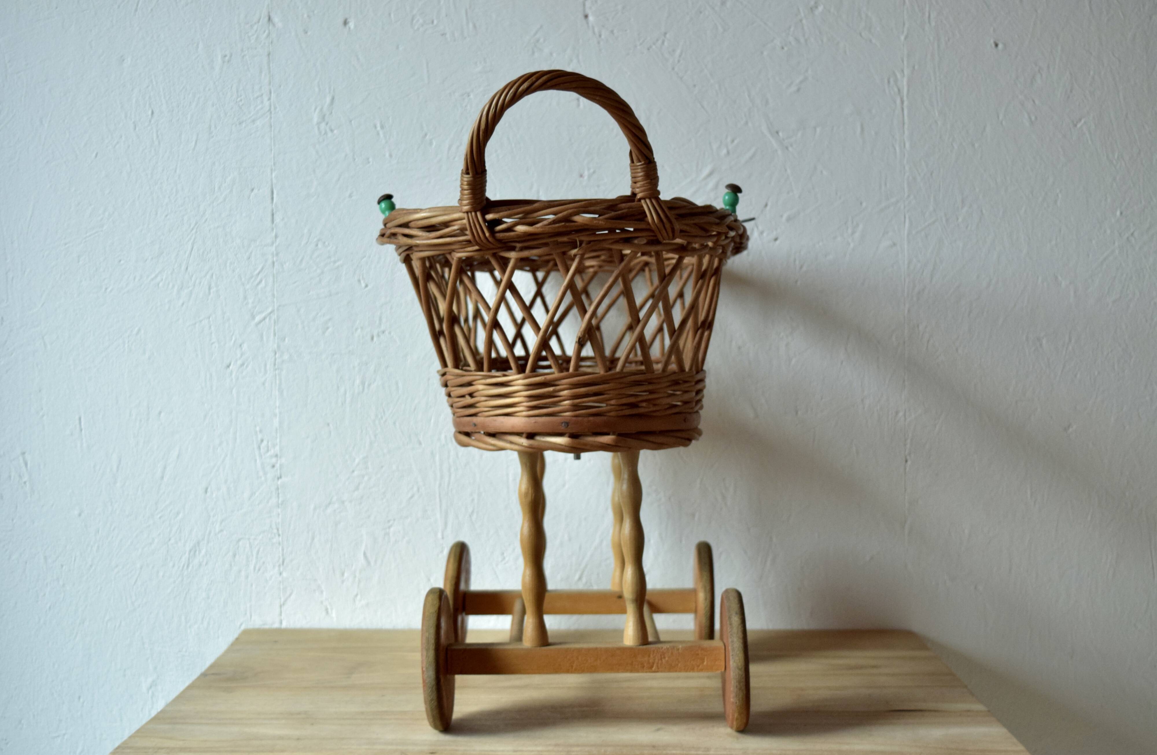 Old dolls pram - wooden wheels