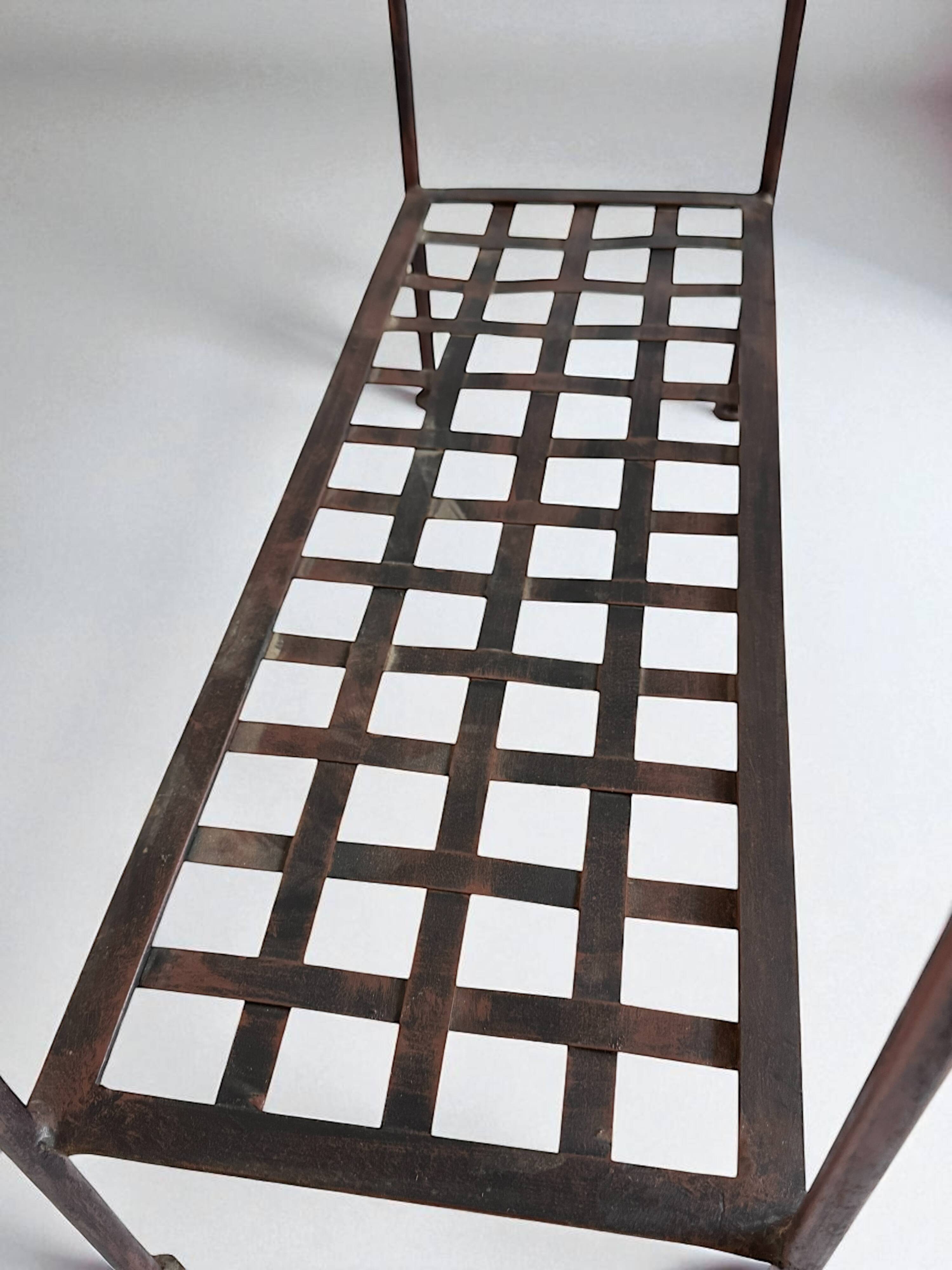 Console en fer forgé et verre, étagère treillis – vintage 70/80
