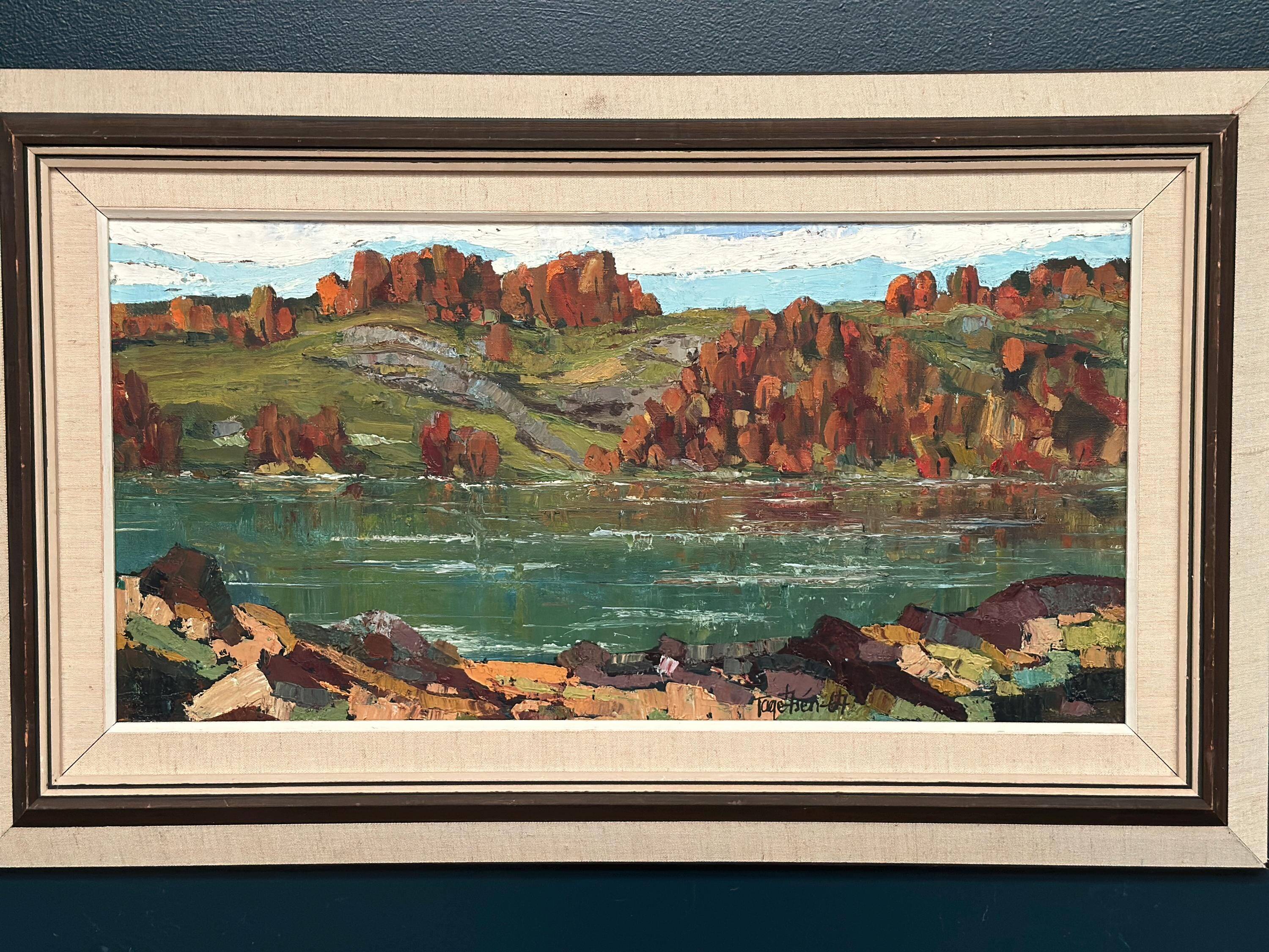 Swedish Oil On Canvas – “River View” By Tage Törngren
