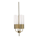 Large Glashütte Limburg brass & opaline chandelier, Germany, 1970s