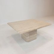 Table basse italienne en travertin, années 1980