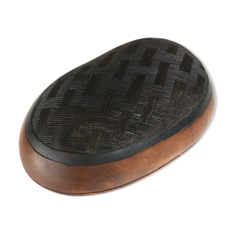 Engraved wooden box, black abstract décor