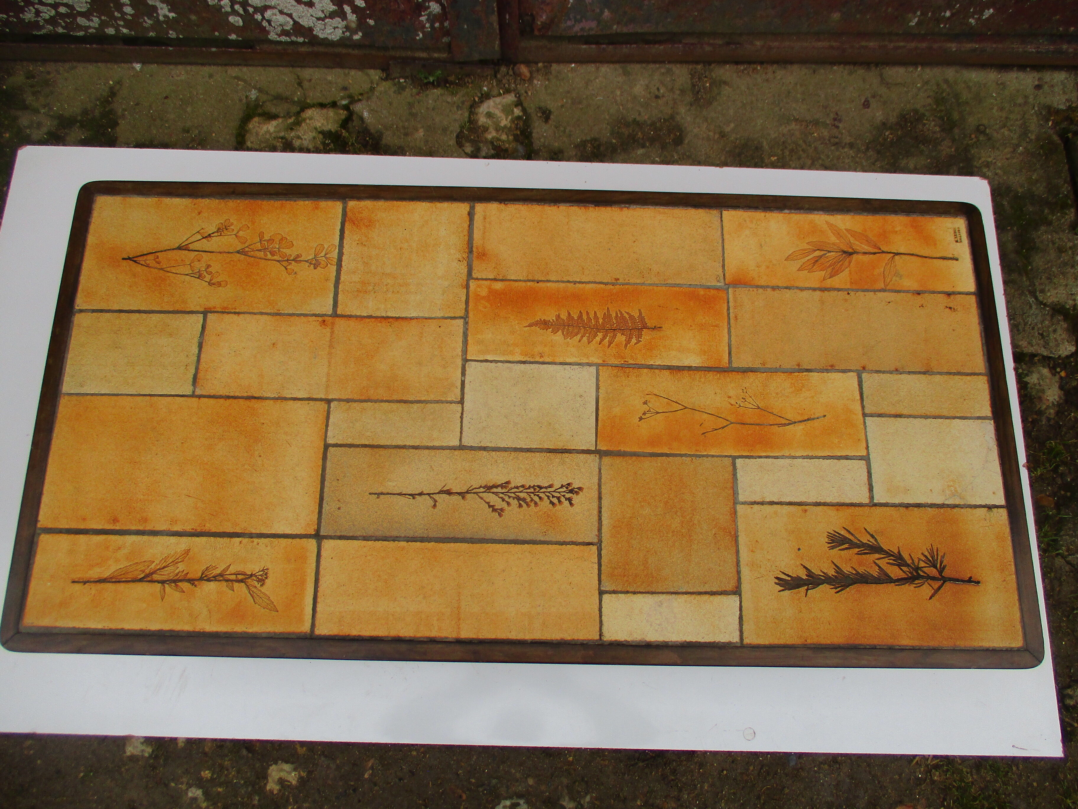 Vallauris coffee table by Raymonde Leduc gres modele aux herbiers vintage