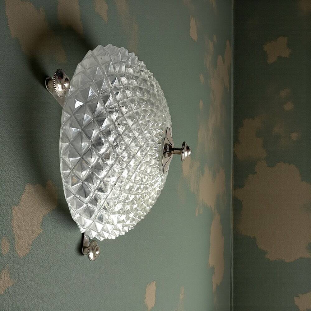 Glass round flush mount ceiling or wall light