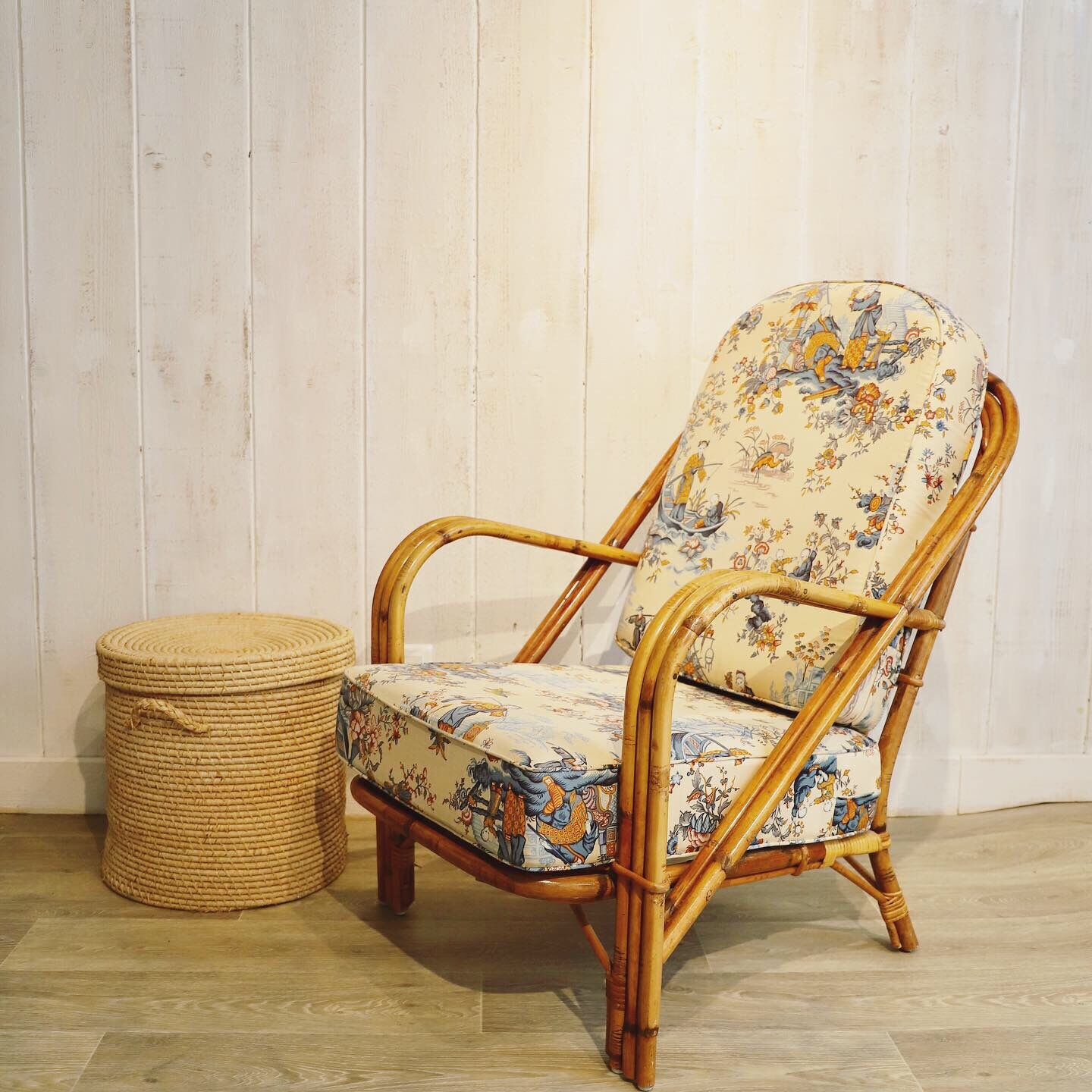 Pair of rattan chairs Audoux & Minnet 1960