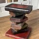 Stool "Stack of Books" Carved Solid Wood