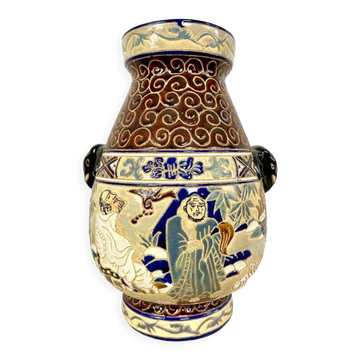 Vase en céramique émaillée de l'École de Bien-Hoa , Décorations de sages, environ 1930