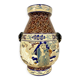 Vase en céramique émaillée de l'École de Bien-Hoa , Décorations de sages, environ 1930