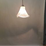 Suspension vintage en verre givré style fleur – Lampe plafonnier des années