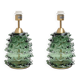 Paire de lampes de table en verre de Murano Rostrato vert