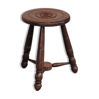 Mid-century oak french stool
