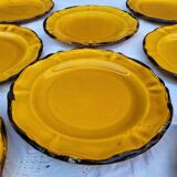 Set of 11 saffron Fleur de lys dessert plates ADP