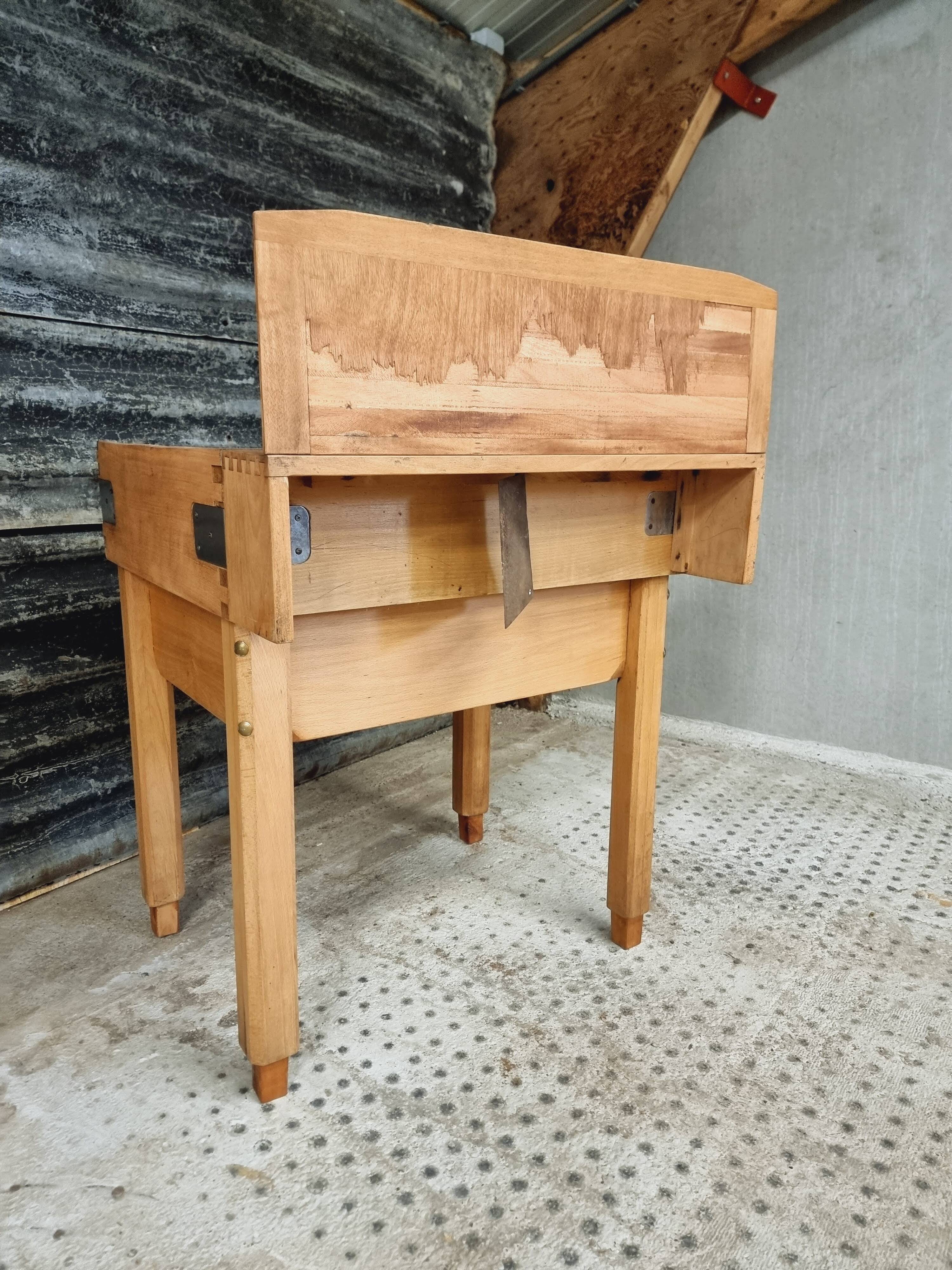 Vintage block butcher table beech kitchen island 74 x 81 cm