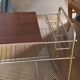 wooden and brass vinyl door trolley from the 1960s/1970s