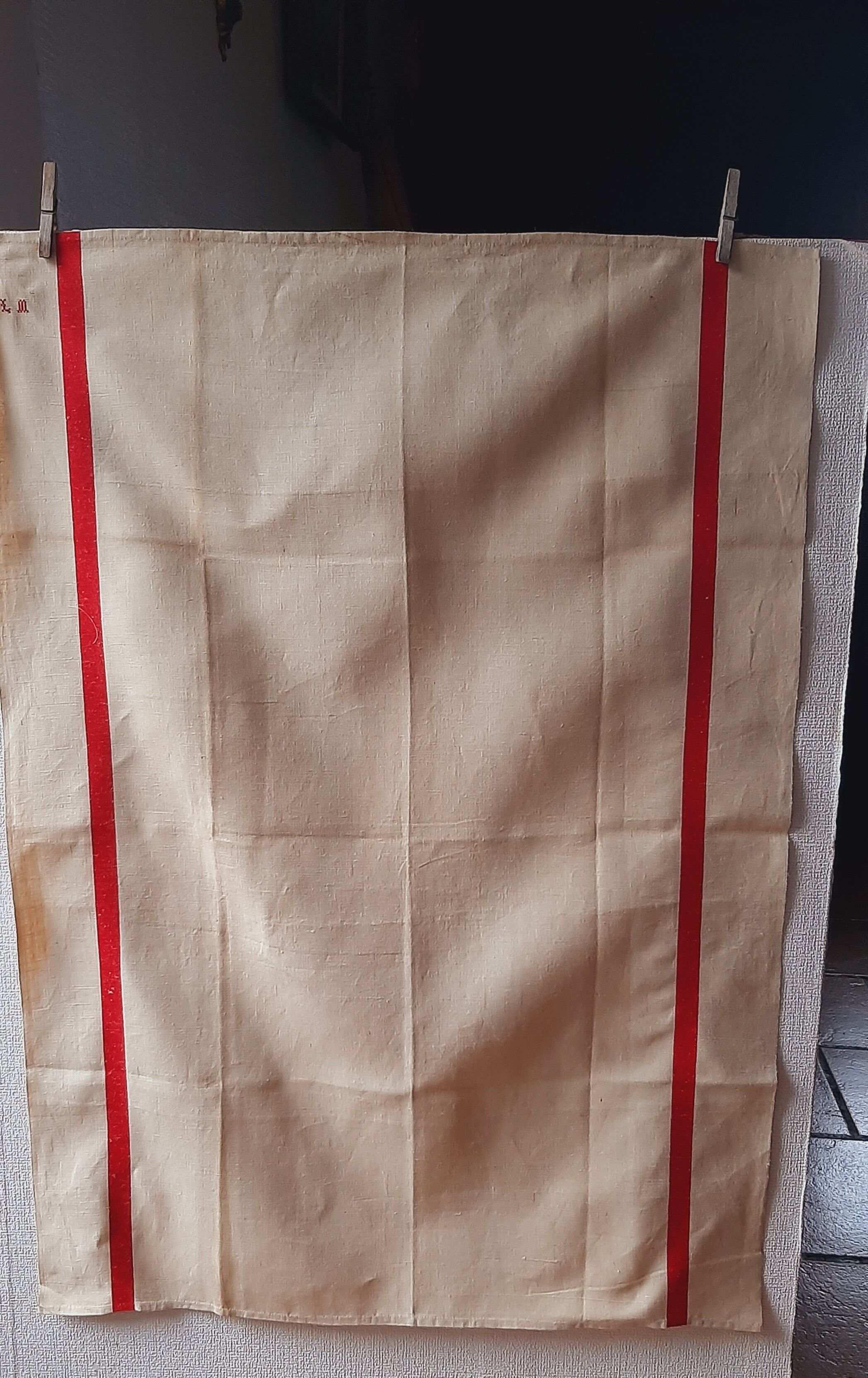 5 linen tea towels never served monogram