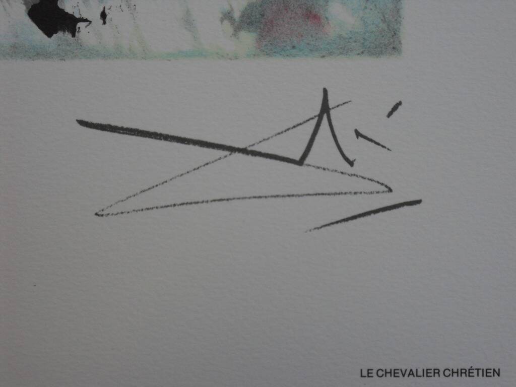 Salvador Dali: Horses, The Christian Knight - Signed Lithograph