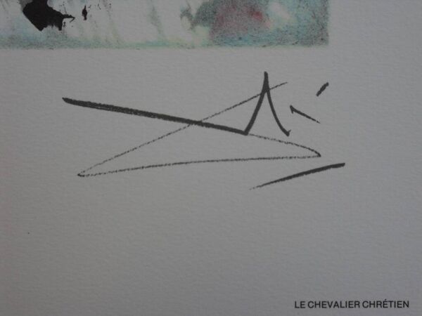 Salvador Dali : Les Chevaux, Le Chevalier Chrétien - Lithographie signée