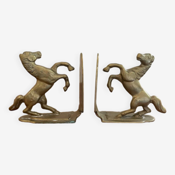 Pair of brass horse bookends