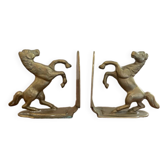 Pair of brass horse bookends