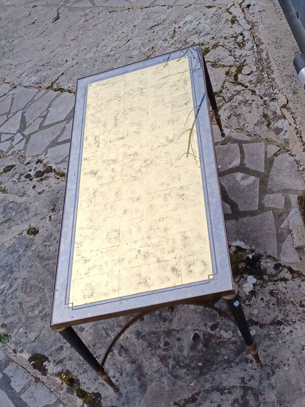 Table basse laiton et or dlg Maison Bagues annees 70