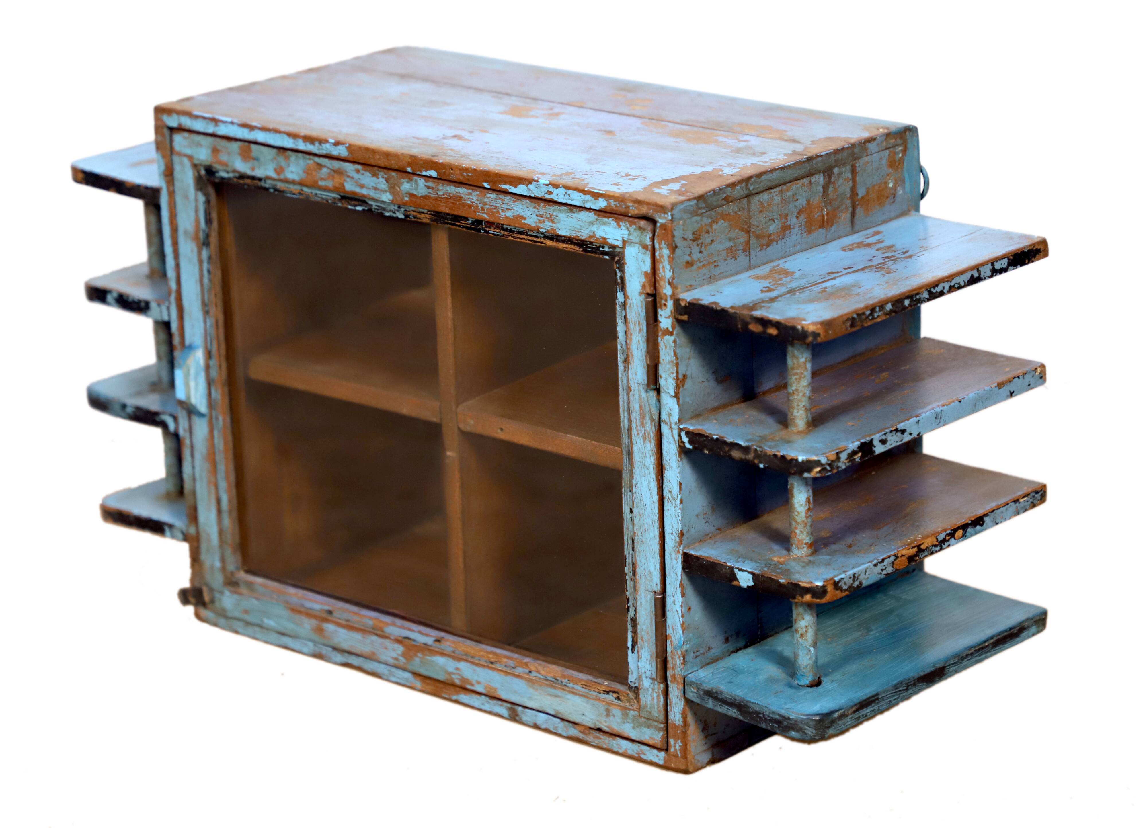 Art Deco wall display case in Burmese teak