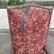 Henri II armchair in solid wood and floral burgundy fabric, 19th century.