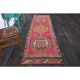 1970s Vintage Turkish Hand-Knotted Wool Cotton Pink Runner Rug