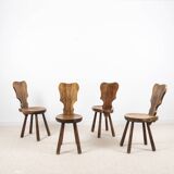 Brutalist Work - Set of 4 Vintage Wooden Chairs